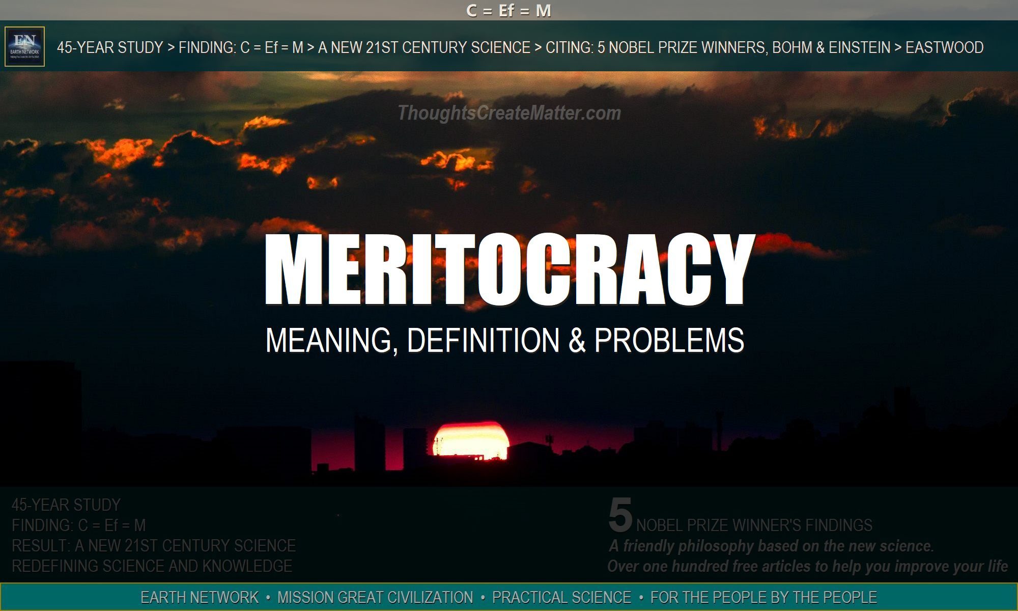 dark sunset over city depict problems with our meritocracy. sky depicts problems with our meritocracy. Meaning, definition and outward focused civilization.