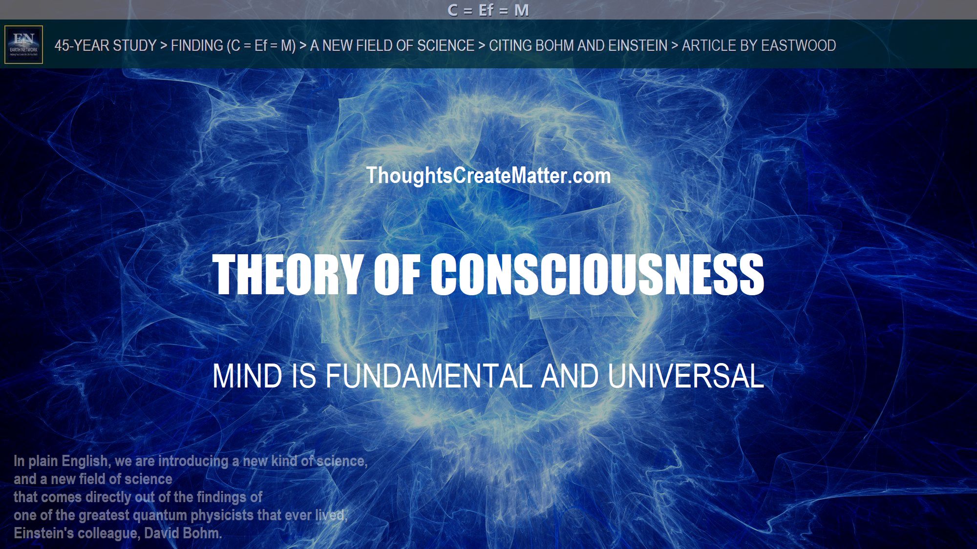 Theory of Consciousness — Mind is Fundamental and Universal