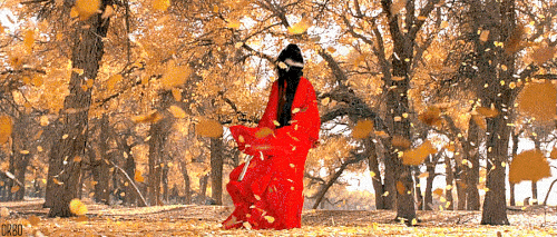 Woman surrounded by falling leaves wonders do-my-thoughts-create-my-reality-is-consciousness-primary-reality