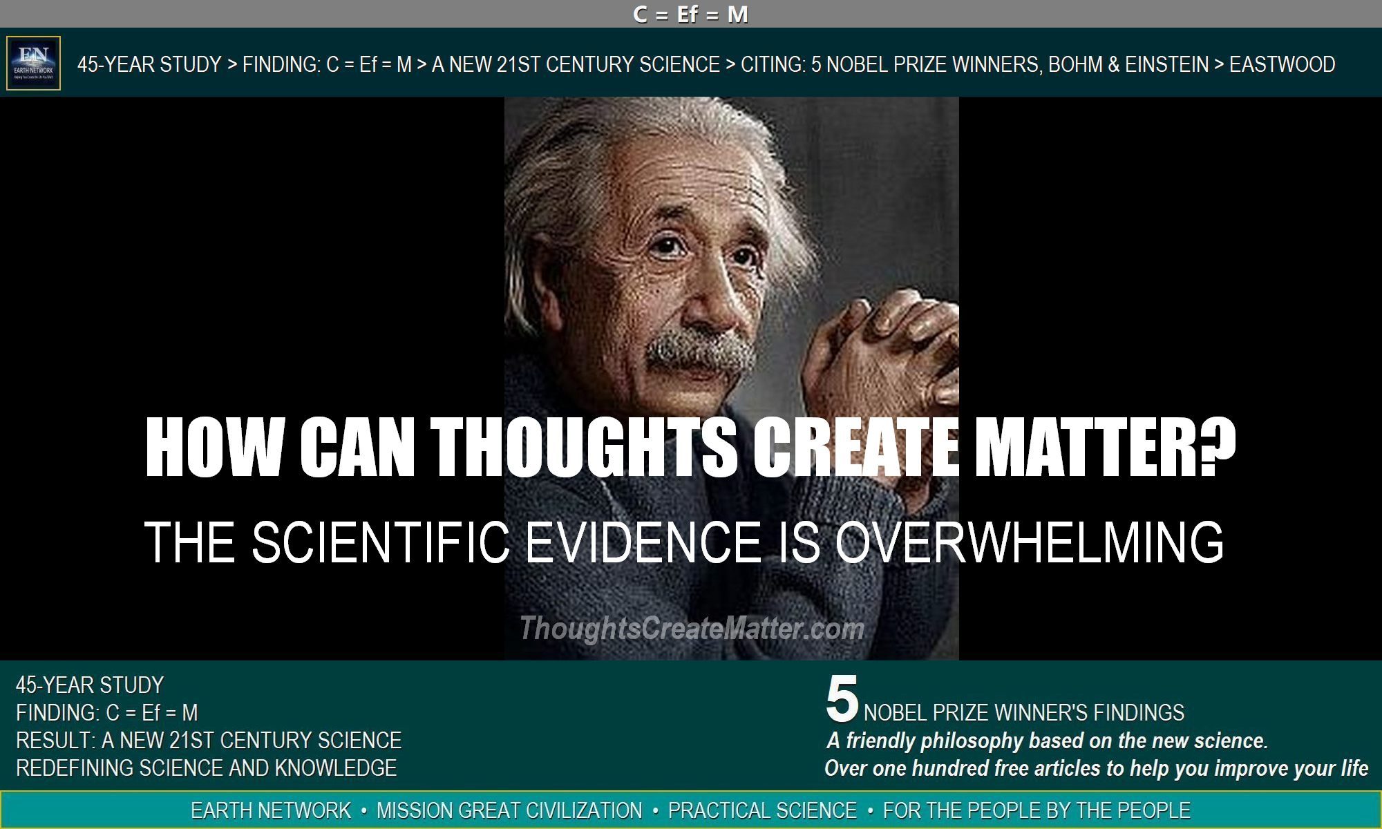 Einstein, being quoted in article, sets the stage for new science. How can thoughts create matter? There is scientific evidence and examples in this article.